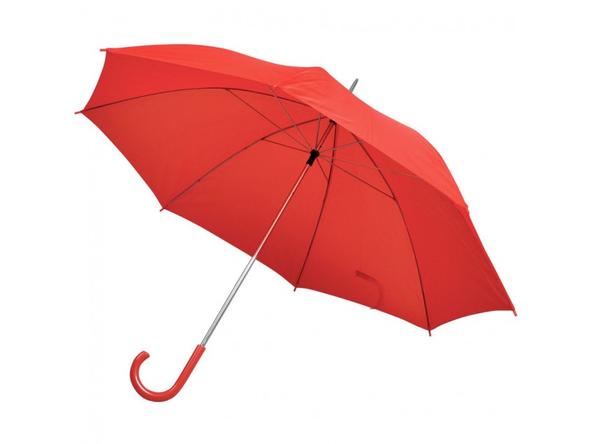 Зонт-трость с пластиковой ручкой, механический, Красный