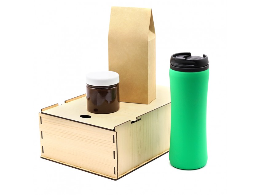 Подарочный набор Ирвин, зеленый (черный чай, мед с фундуком и какао)