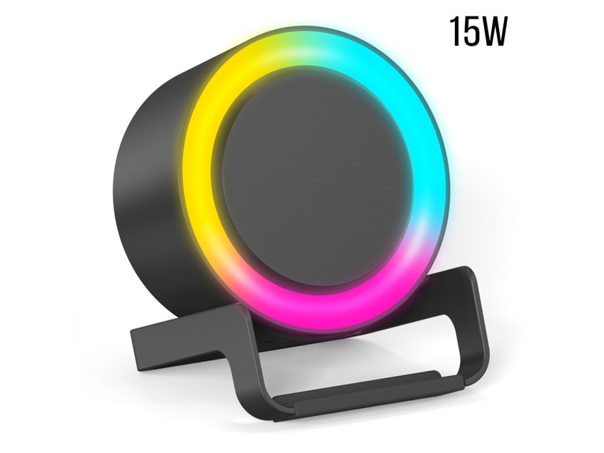 Беспроводная Bluetooth колонка U-Tone RGB c функцией беспроводной зарядки 15W, черный