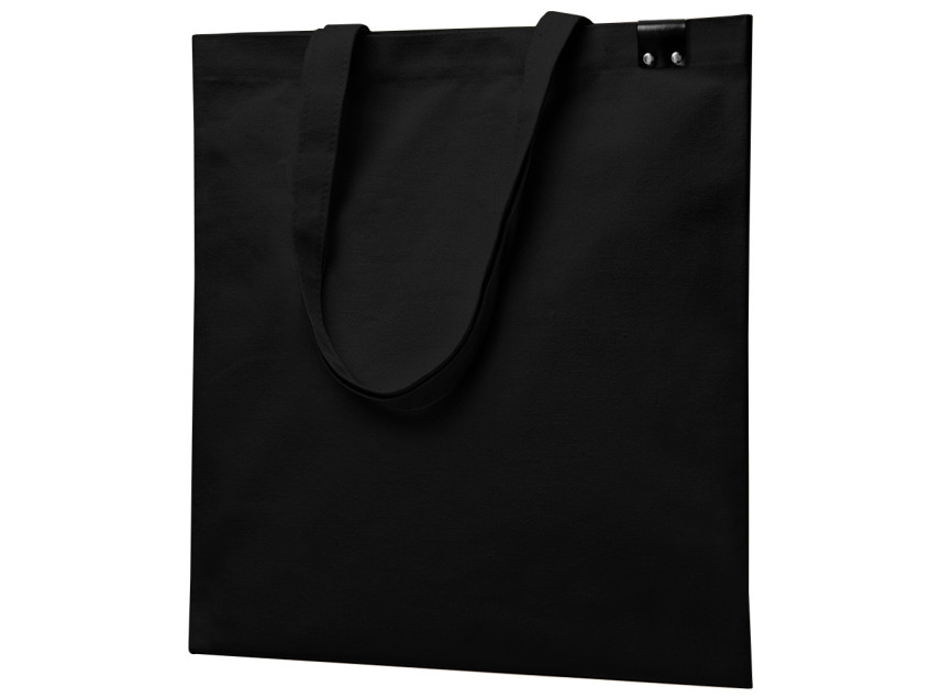 Сумка для покупок IVORY 325 г/м² с PU нашивкой, чёрный/чёрный