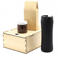 Подарочный набор Ирвин, черный (черный чай, мед с фундуком и какао)