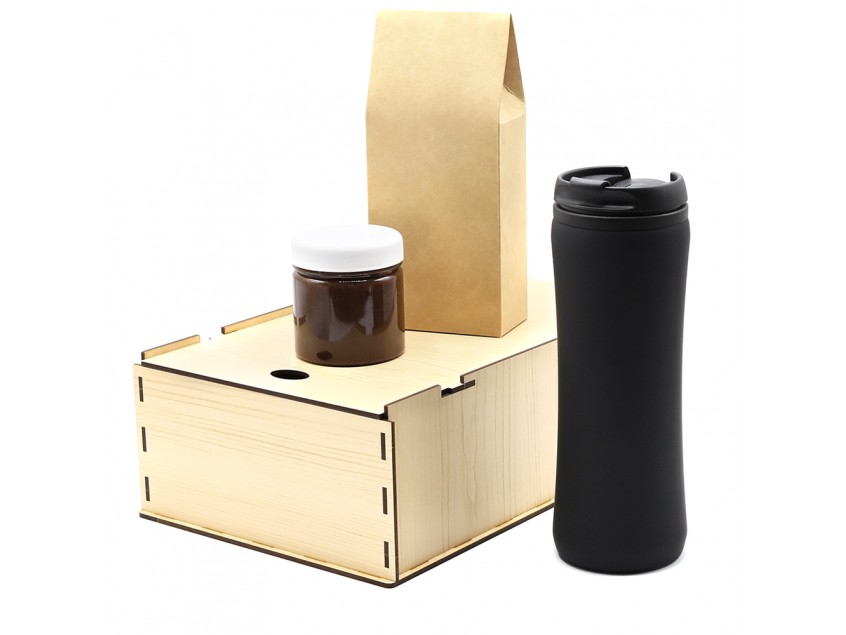 Подарочный набор Ирвин, черный (черный чай, мед с фундуком и какао)