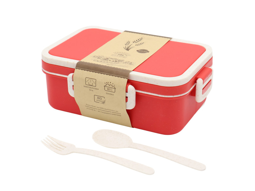 Ланчбокс (контейнер для еды) Inar из пшеничного волокна, красный.
