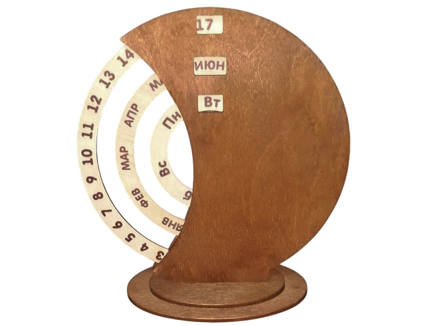 Вечный календарь из дерева Time коричневый 