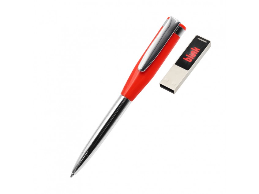 Ручка металлическая Memphys c флешкой, красный