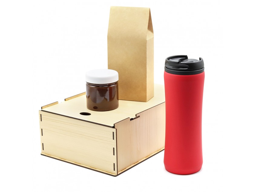 Подарочный набор Ирвин, красный (черный чай, мед с фундуком и какао)