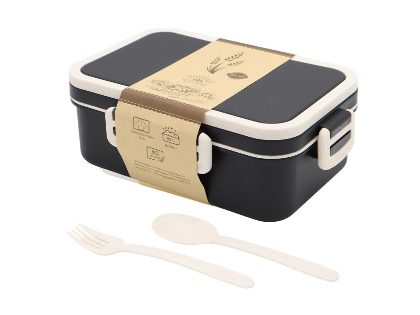Ланчбокс (контейнер для еды) Inar из пшеничного волокна, чёрный.