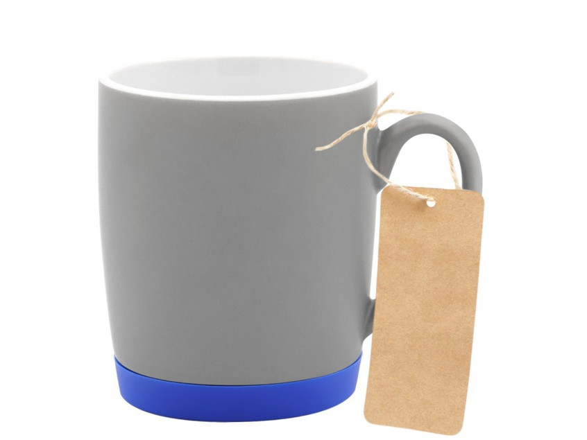 Кружка Make Me To Go, серая/синяя с биркой
