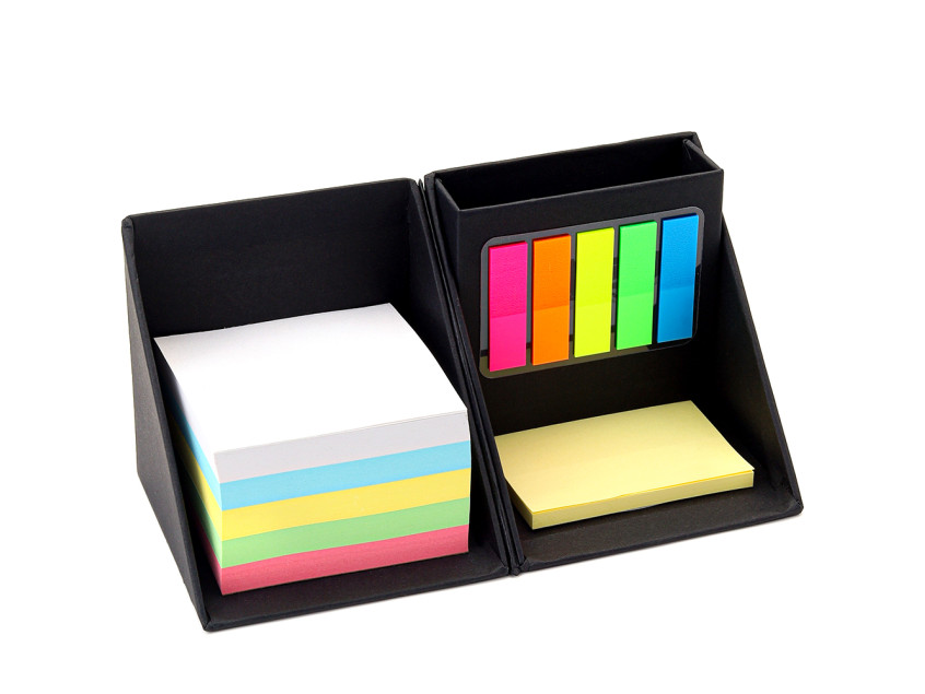 Настольный органайзер с бумажными стикерами Nivora, черный