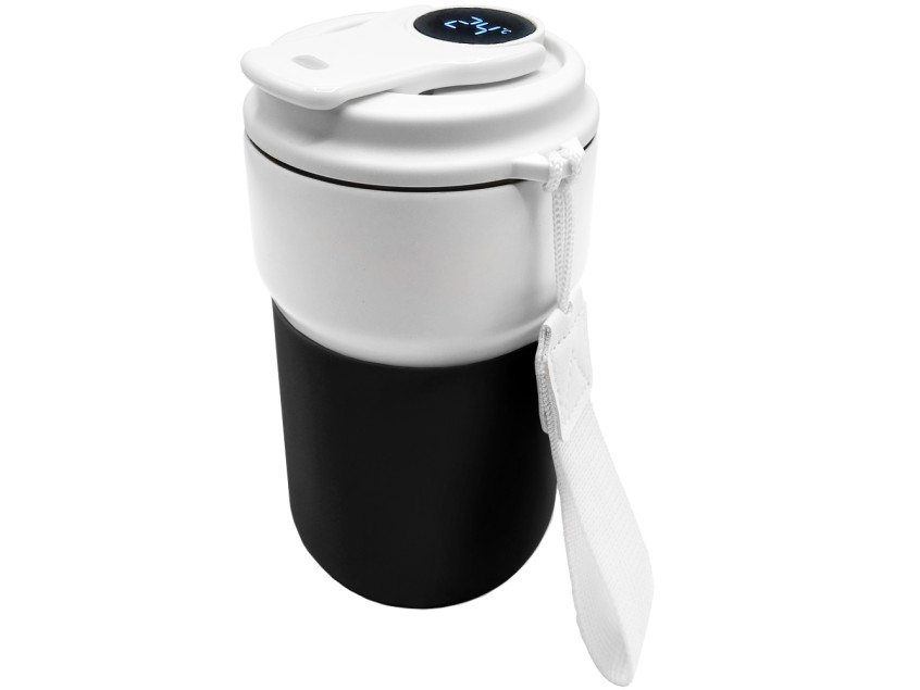 Термокружка вакуумная герметичная с дисплеем Clive To Go, белый/чёрный