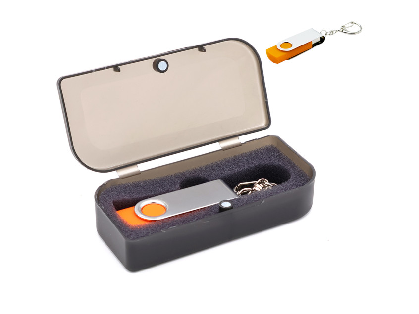 Флешка Twist 16 Гб в футляре, оранжевая