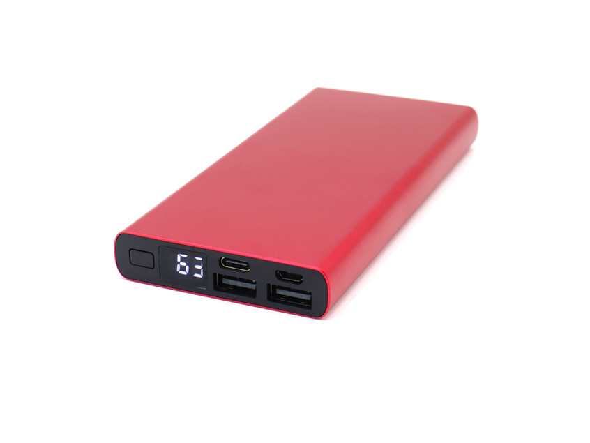 Внешний аккумулятор Höginn в металлическом корпусе, 10000mAh, красный.