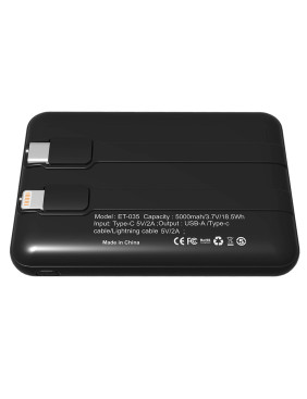 Внешний аккумулятор Eron с подсветкой гравировки, 5000 mAh, чёрный/белый