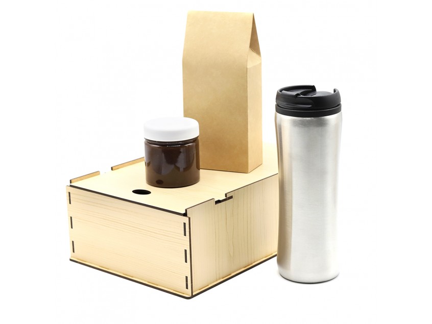 Подарочный набор Ирвин, серебристый (черный чай, мед с фундуком и какао)