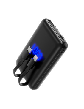 Внешний аккумулятор Eron с подсветкой гравировки, 5000 mAh, чёрный/синий