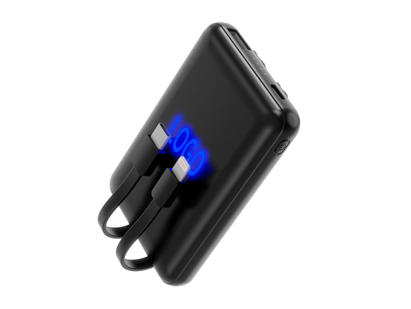Внешний аккумулятор Eron с подсветкой гравировки, 5000 mAh, чёрный/синий
