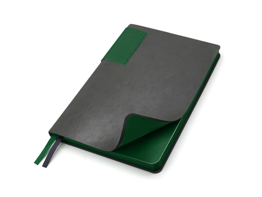 Ежедневник A5 недатированный Molfetta в мягком переплёте, серый/тёмно-зеленый