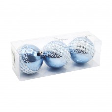 Набор новогодних пластиковых шаров №3 (3 шт), синий