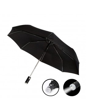 Зонт складной Farol, c фонариком, черный