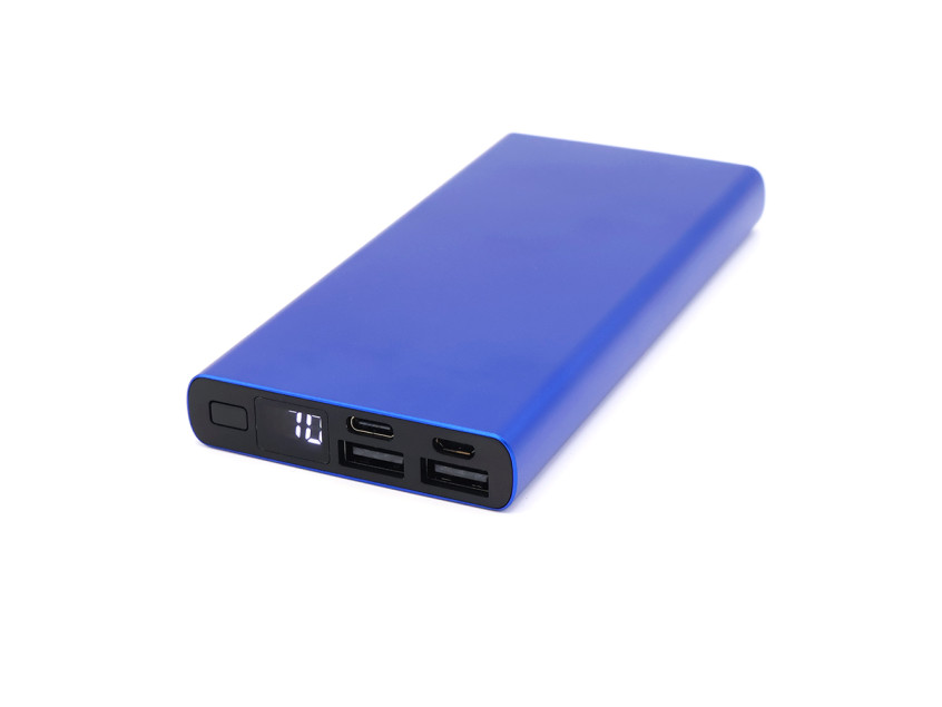 Внешний аккумулятор Höginn в металлическом корпусе, 10000mAh, синий.