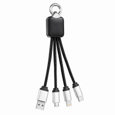 Кабель - брелок Plug с подсветкой гравировки, черный
