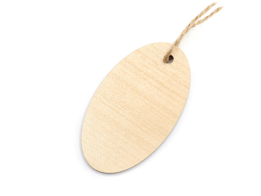 Бирка из ламинированного ХДФ на верёвке, Овальная