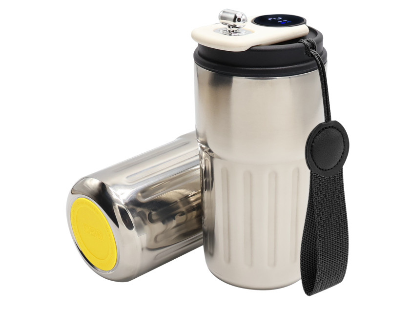 Термокружка Ashly To Go, серебристая/чёрная/жёлтая