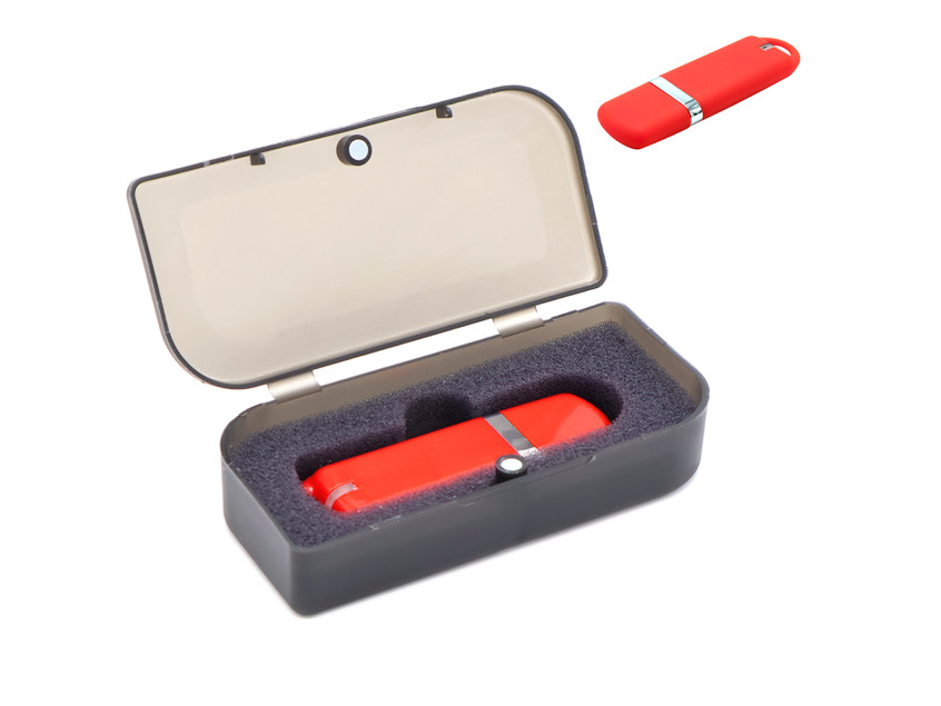 Флешка Shape с покрытием Софт Тач в футляре, красный