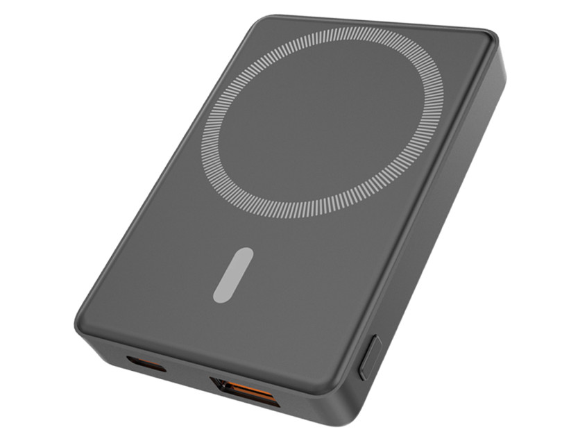 Магнитный внешний аккумулятор Magnetic с беспроводной зарядкой (5W), 5000 Mah, черный