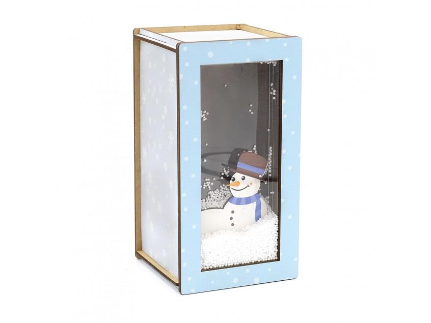 Снеговик в снегу_2 - упаковка новогодняя из дерева