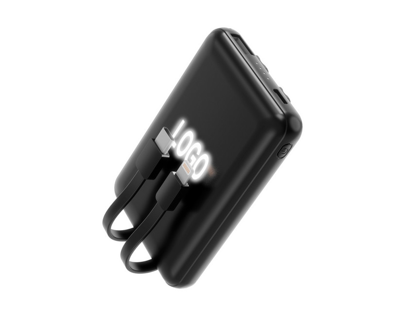 Внешний аккумулятор Eron с подсветкой гравировки, 5000 mAh, чёрный/белый