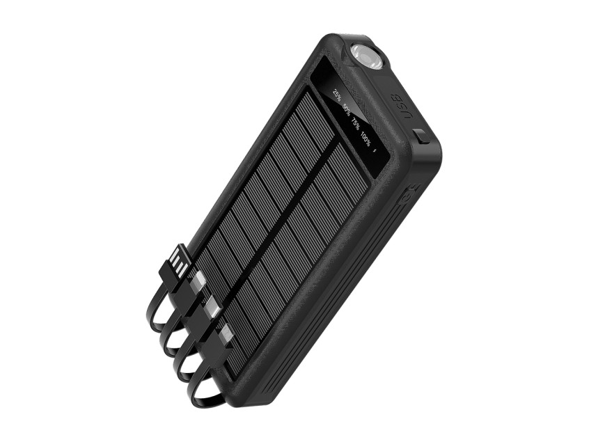 Внешний аккумулятор Xyron с солнечной панелью, 10000 mAh, черный