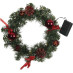 Венок еловый DECORAGE, диаметр 30 см, 10 LED ламп, на батарейках, зелёная хвоя, красные украшения 60