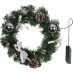Венок еловый DECORAGE, диаметр 30 см, 10 LED ламп, на батарейках, зелёная хвоя, серебристые украшени