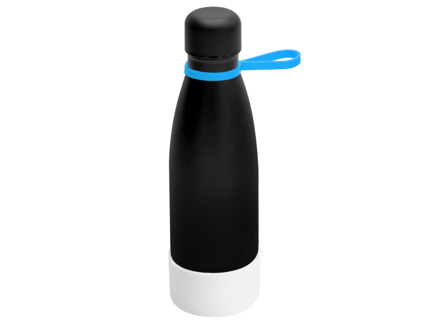 Термобутылка герметичная вакуумная Olivia To Go, чёрный/голубой/белый