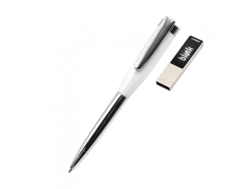 Ручка металлическая Memphys c флешкой, белый