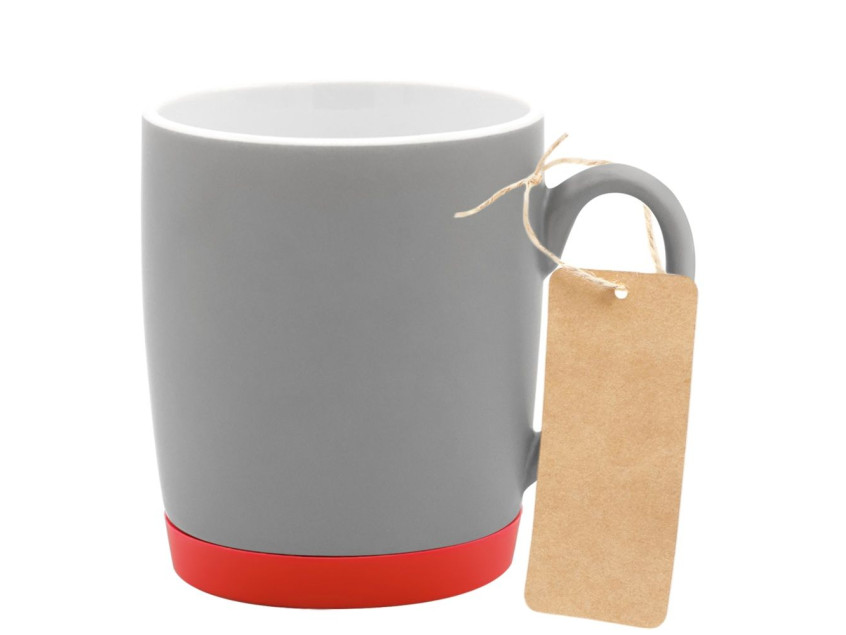 Кружка Make Me To Go, серая/красная с биркой