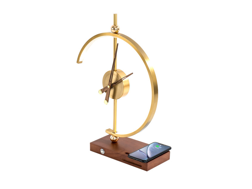 Светодиодный светильник с беспроводной зарядкой и часами Nikka