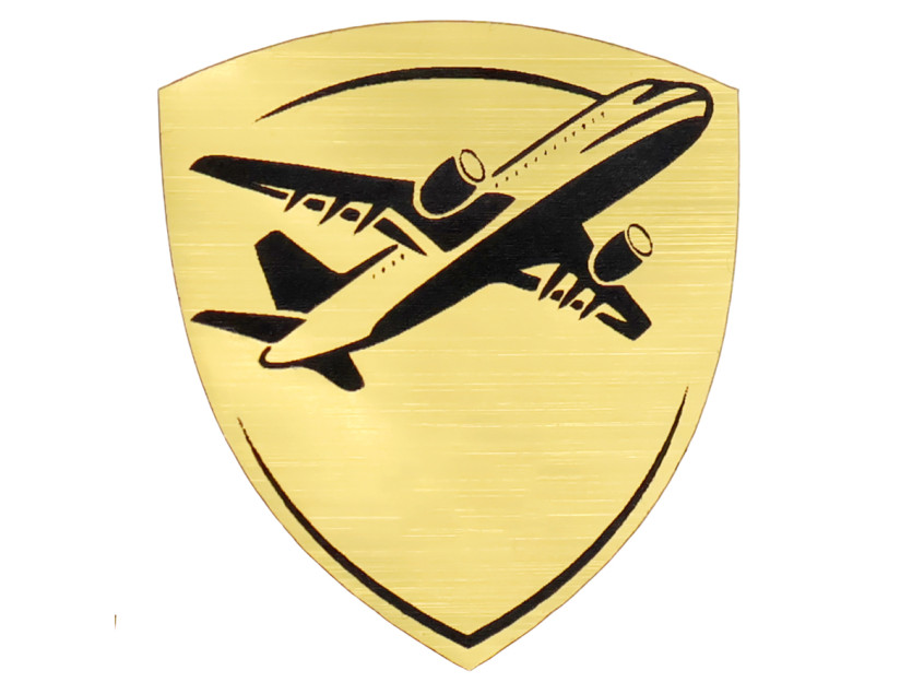 Шильд-наклейка самолет, золото