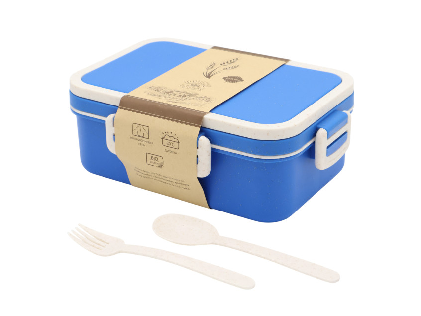Ланчбокс (контейнер для еды) Inar из пшеничного волокна, синий.