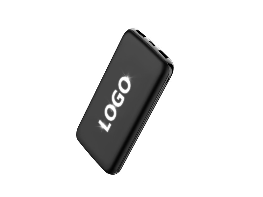 Внешний аккумулятор Kugo, 10000 mAh с подсветкой гравировки, черный