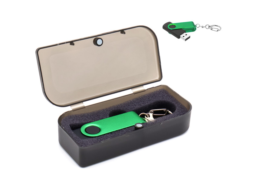 Флешка Twist Color 16 Гб в футляре, зеленая