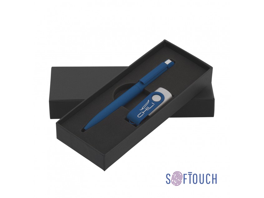 Набор ручка + флеш-карта 8 Гб в футляре, покрытие soft touch