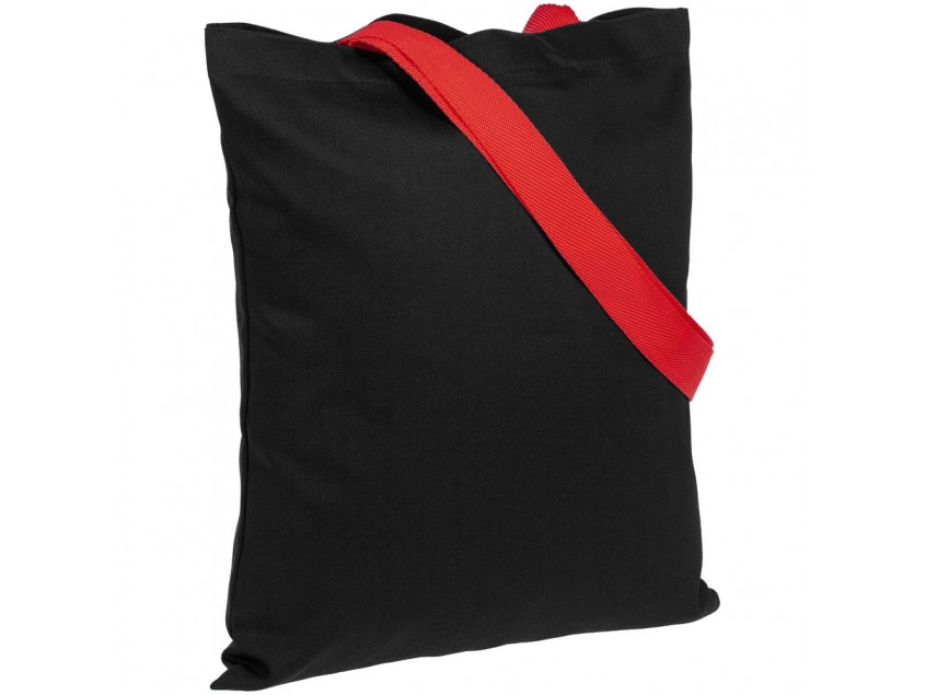 Холщовая сумка BrighTone, черная с красными ручками