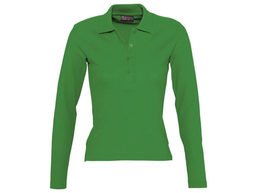 Рубашка поло женская с длинным рукавом Podium ярко-зеленая
