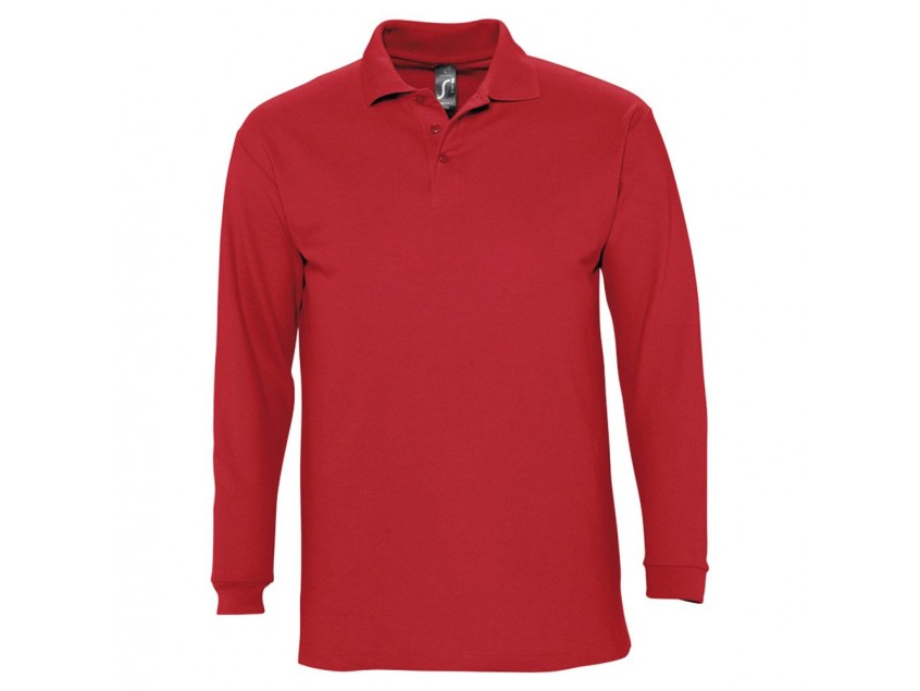 Рубашка поло мужская с длинным рукавом Winter II 210 красная