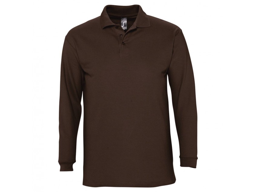 Рубашка поло мужская с длинным рукавом Winter II 210 шоколадно-коричневая