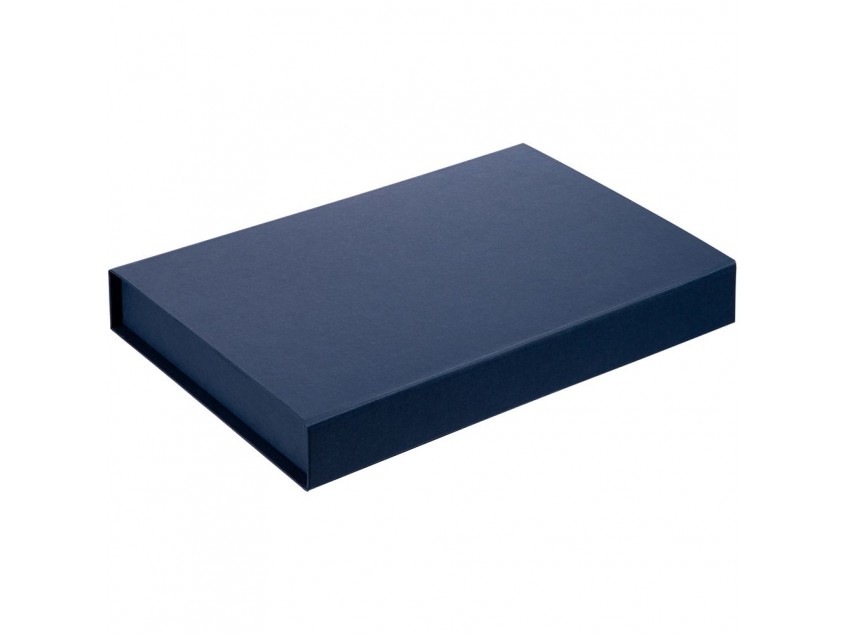 Коробка Silk с ложементом под ежедневник, аккумулятор и ручку, синяя