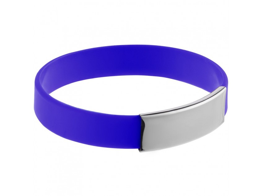 Силиконовый браслет Brisky с металлической шильдой, синий