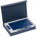 Коробка Silk с ложементом под ежедневник, флешку и ручку, синяя